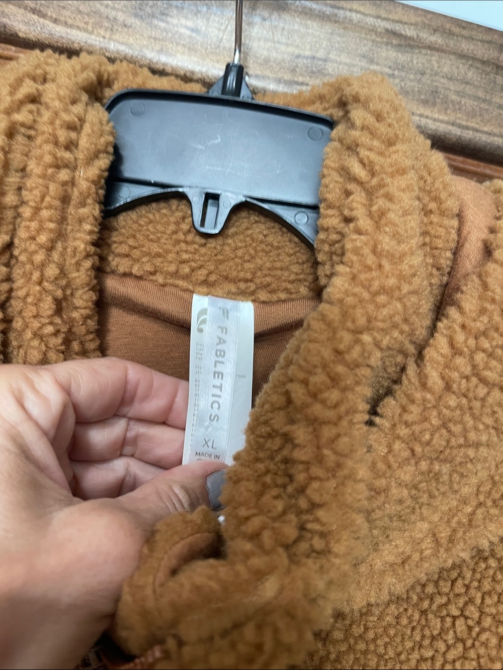 Fabletics Lotta Cozy Hooded Teddy Jacket in Camel XL - Picture 4 of 6